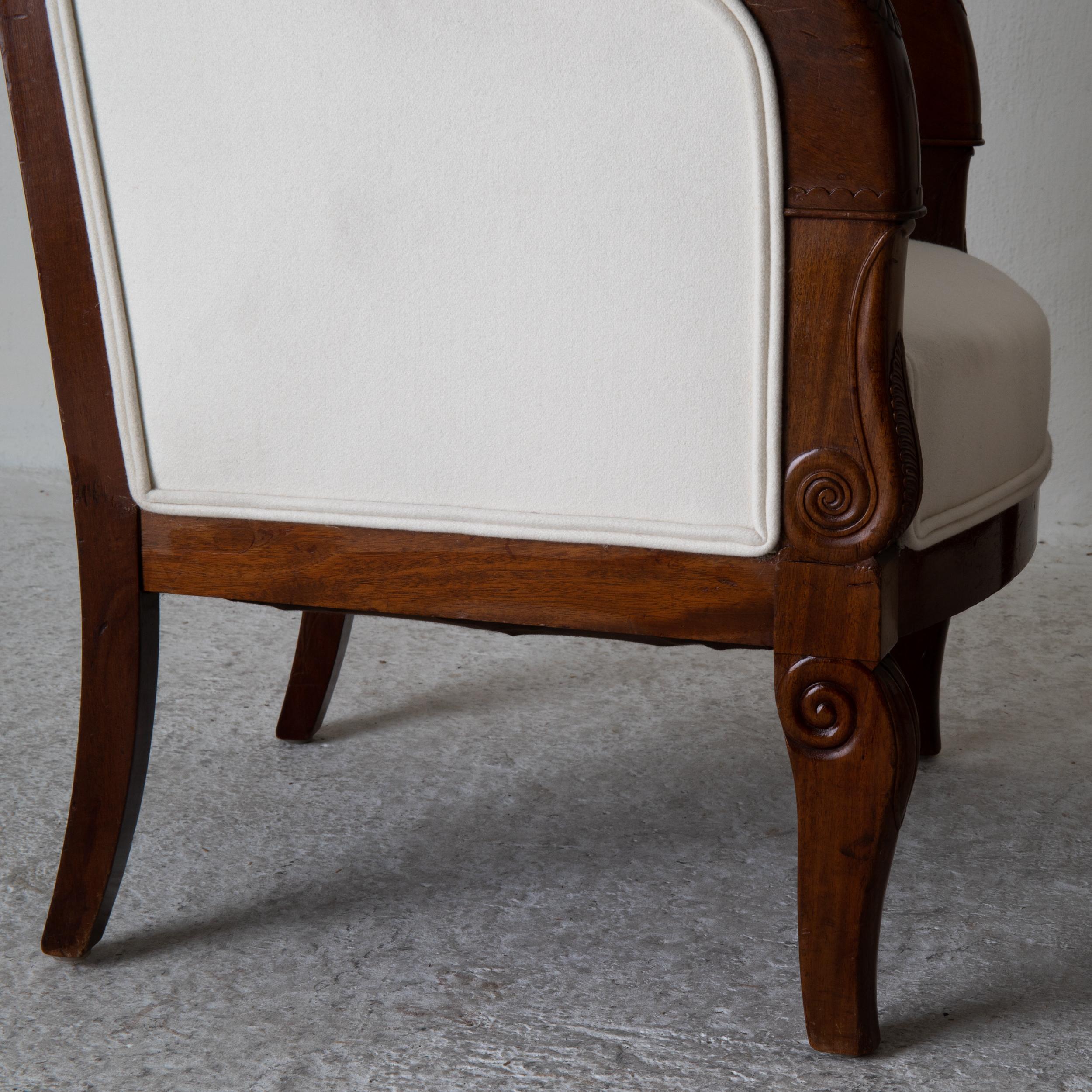 Chairs Pair of Bergeres 19th Century Directoire French Mahogany White France 3