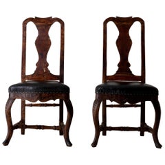 Chairs Pair of Swedish Baroque Brown Black Sweden