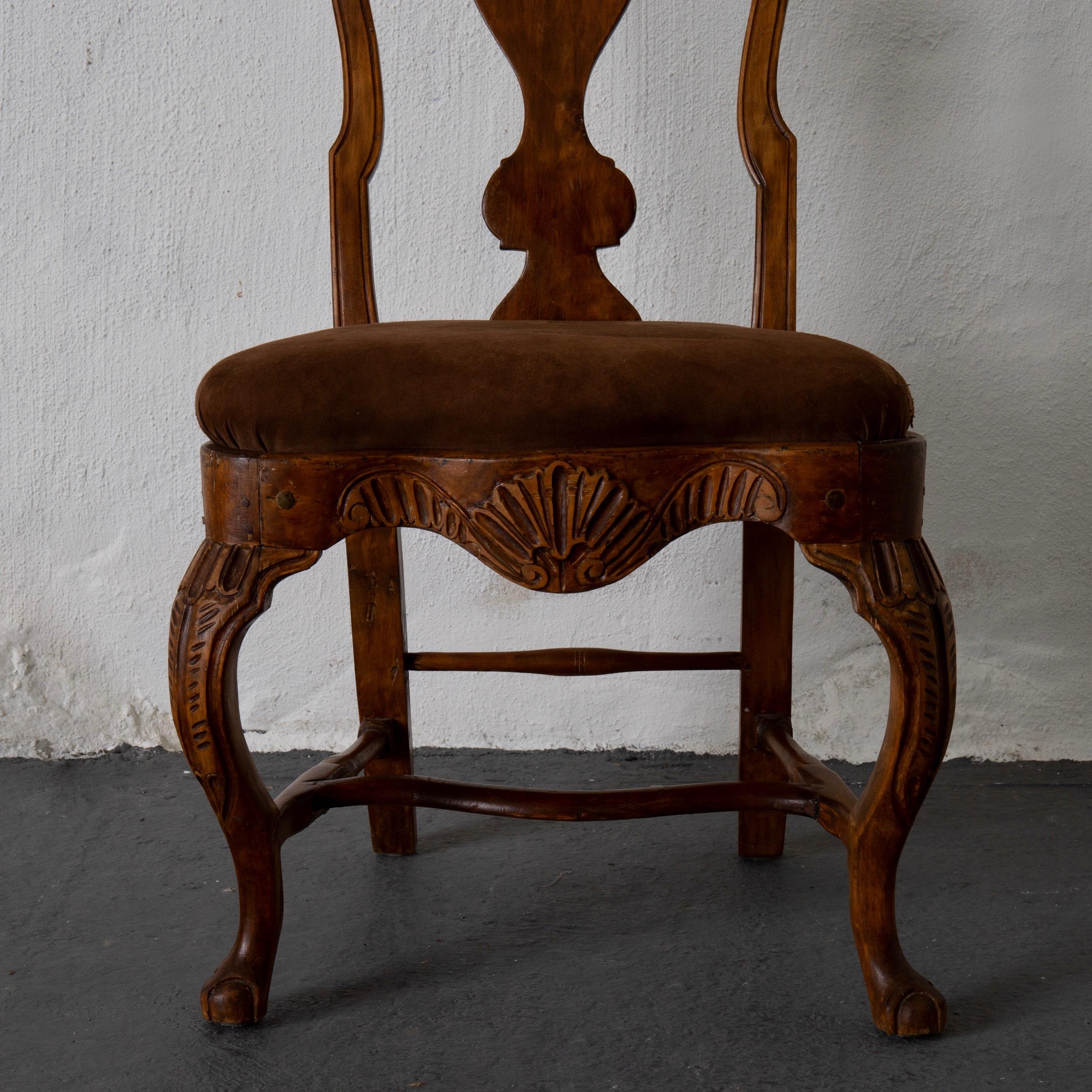 Pair of Side Chairs Swedish Rococo Period Wood Sweden For Sale 1