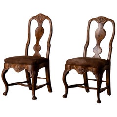 Pair of Side Chairs Swedish Rococo Period Wood Sweden