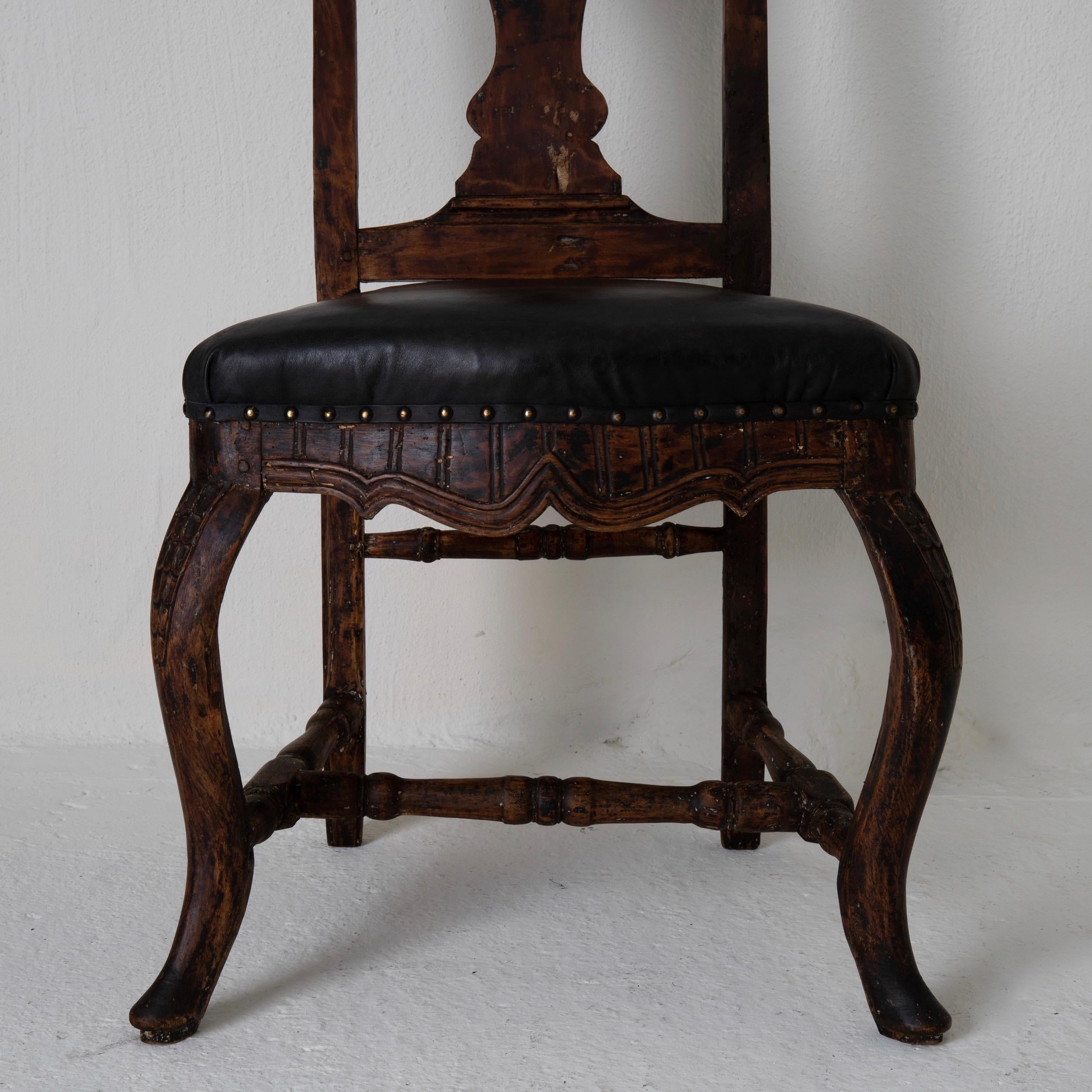 Chairs Pair of Swedish Baroque Brown Black Sweden For Sale 6