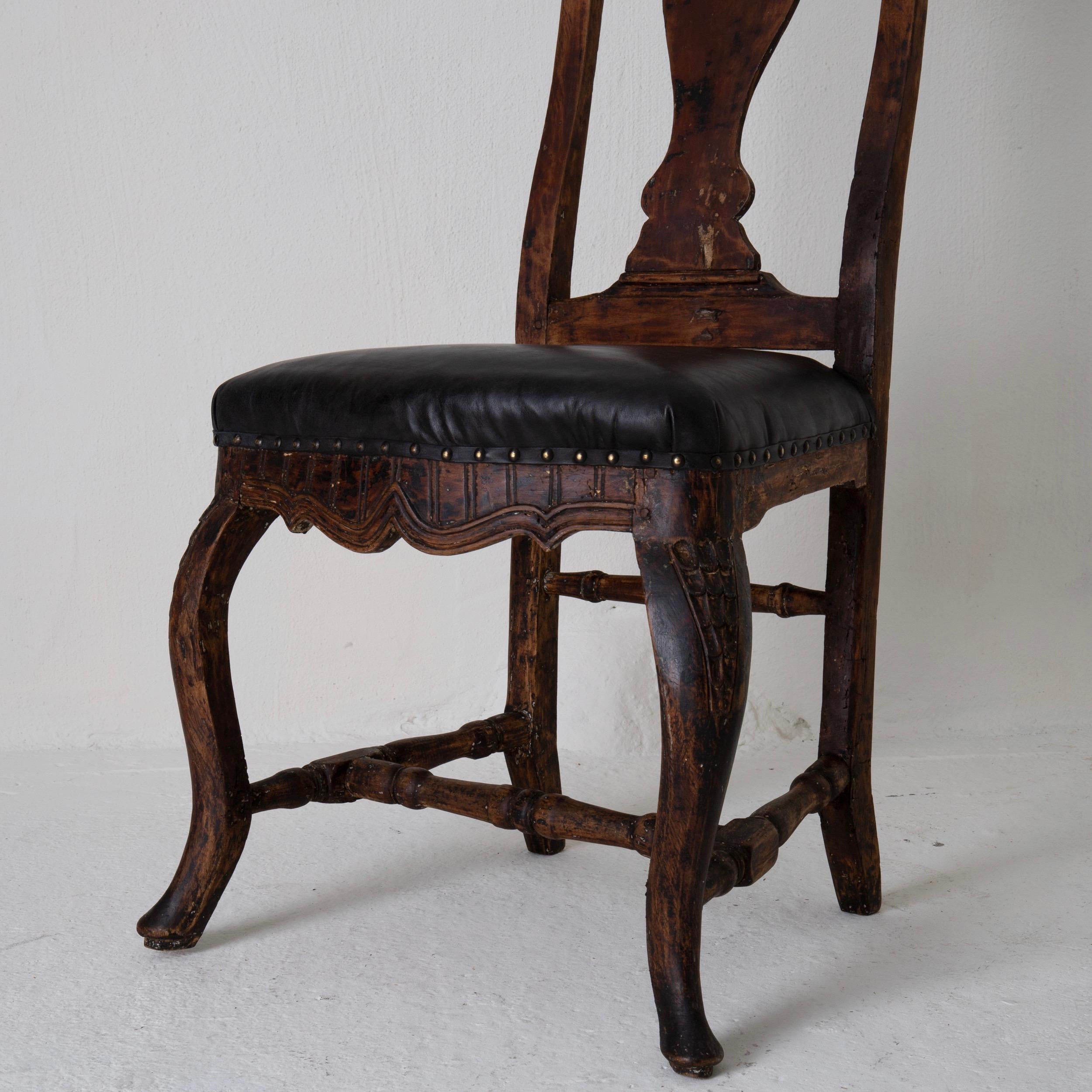 Chairs Pair of Swedish Baroque Brown Black Sweden For Sale 2