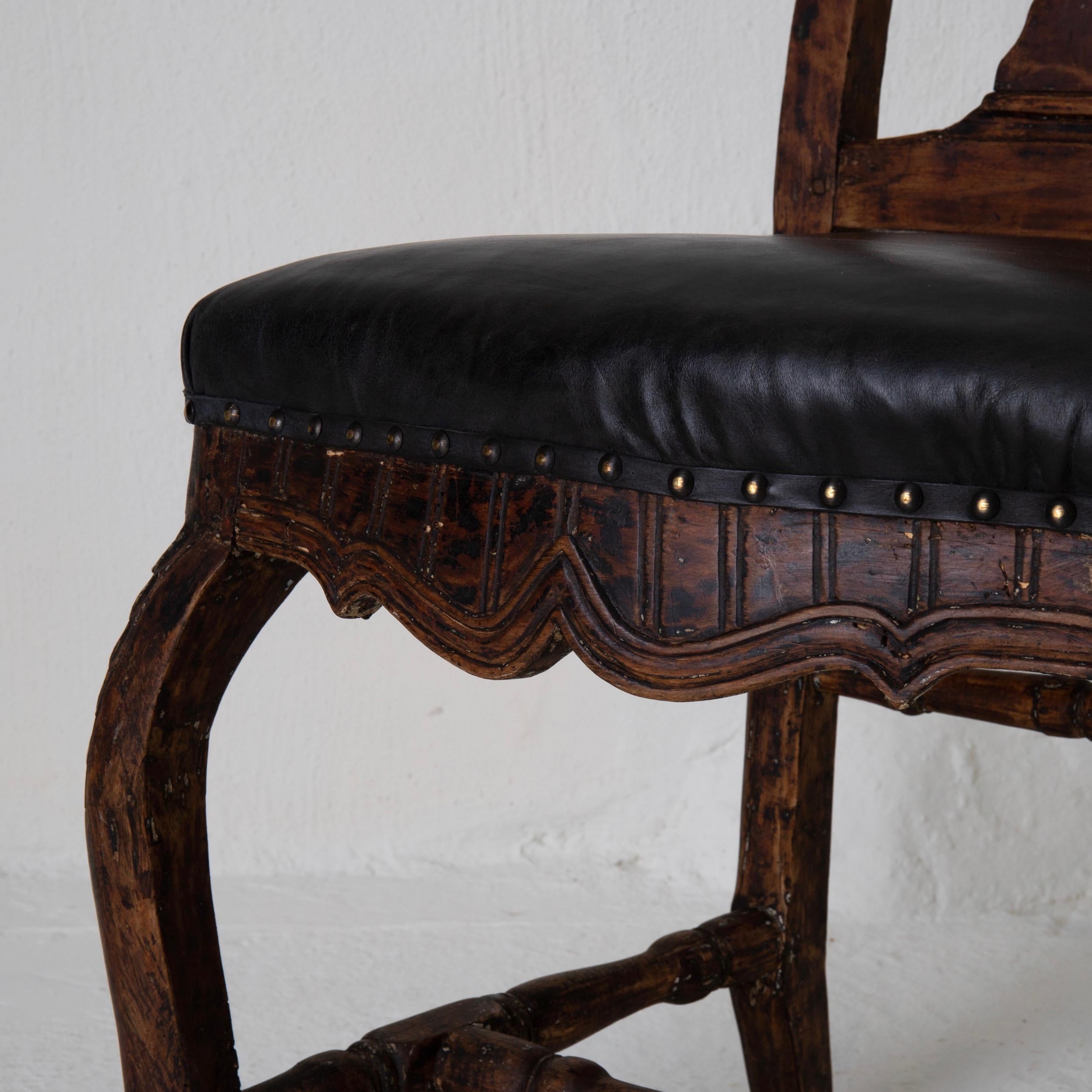 Chairs Pair of Swedish Baroque Brown Black Sweden For Sale 3
