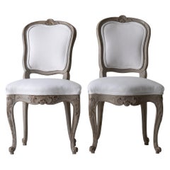 Chairs Pair of Swedish Rococo 1750-1775 White Green Gray, Sweden