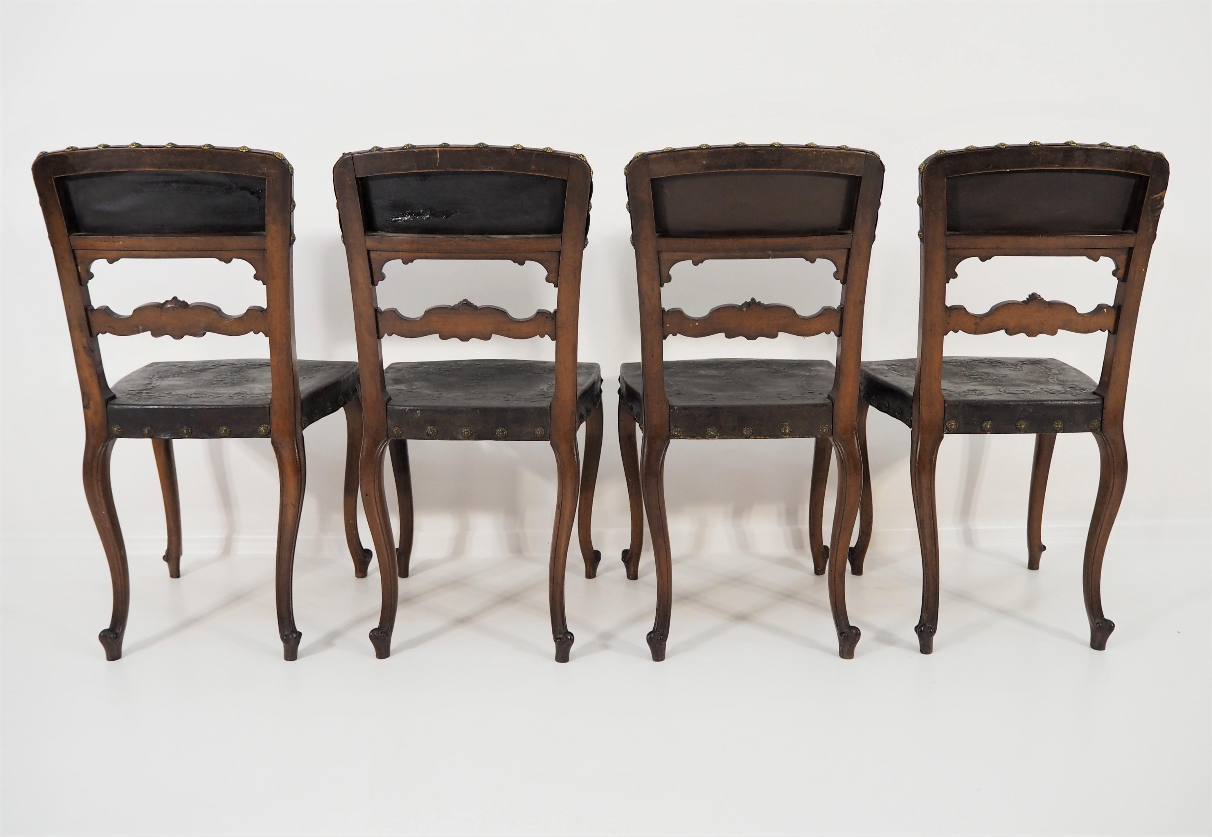 Late 19th Century Chairs Rococo, 1880s Set of 4 For Sale