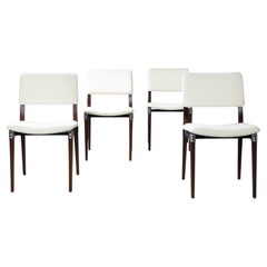 Chaises S82 Eugenio Gerli Tecno Mohair White set of 4