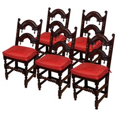 Chairs Set of 5 Baroque Jacobean Antiquarian Oak Architectural Country House