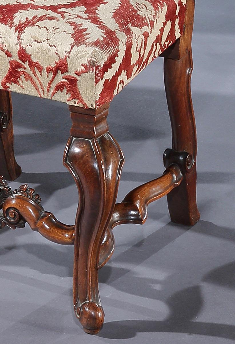 Chairs Set of Six Daniel Marot Walnut Pierced Carving High Backs 51.5