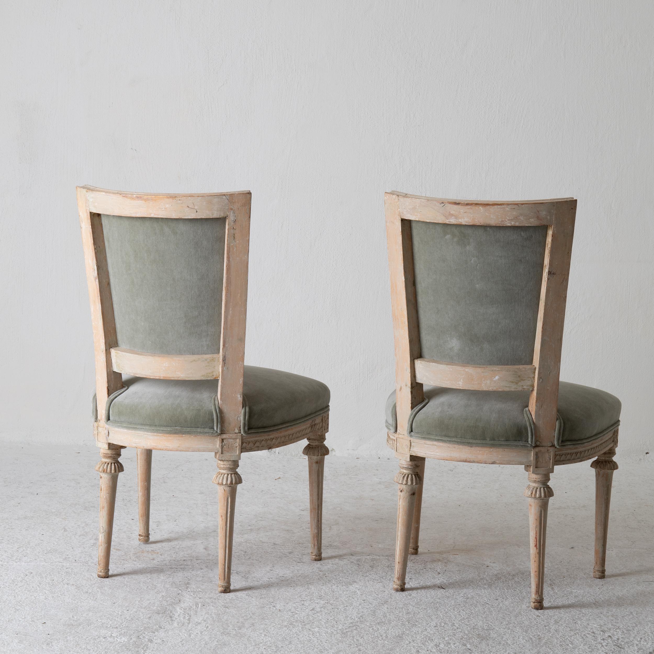 Chairs Side Chairs Swedish Gustavian 1790-1810 Velvet Green Beige White Sweden 3