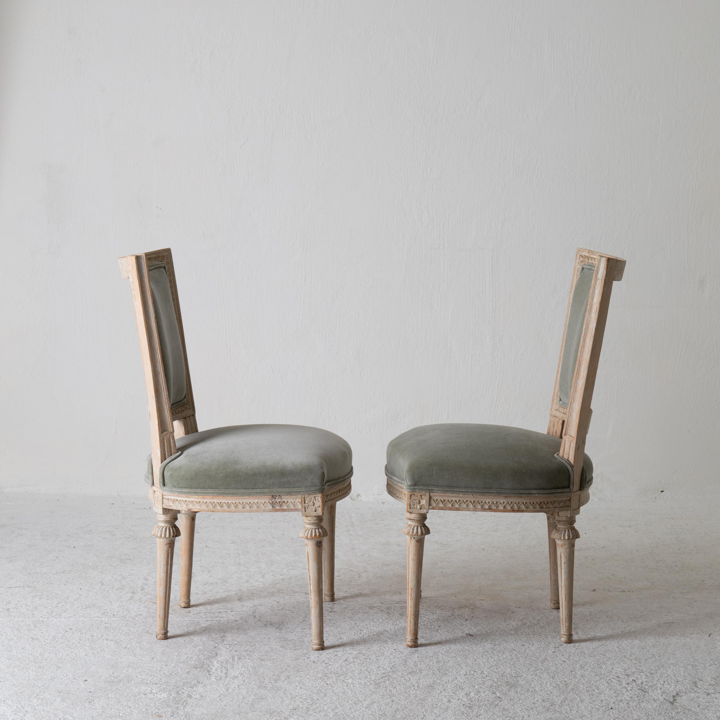Chairs Side Chairs Swedish Gustavian 1790-1810 Velvet Green Beige White Sweden 4