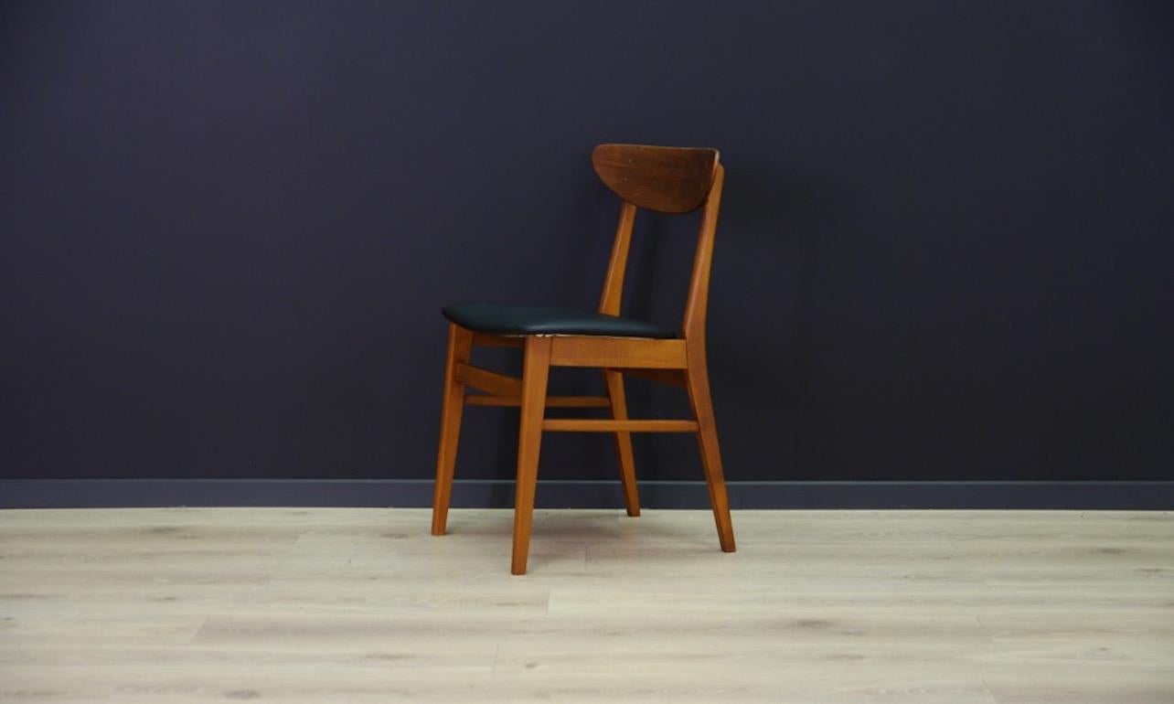 Faux Leather Chairs Teak Retro Danish Design Classic For Sale