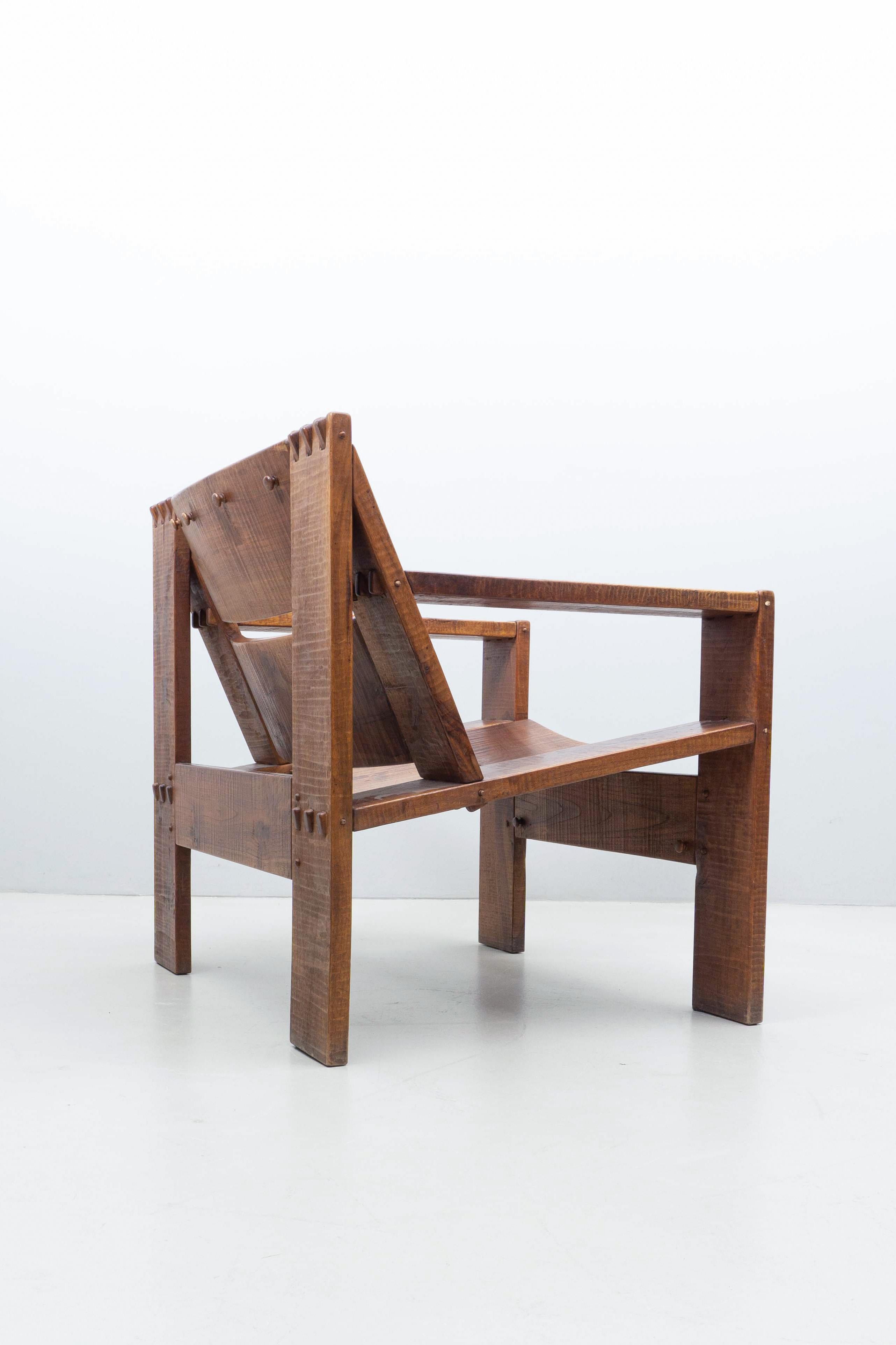 An extraordinary set of chairs by Giuseppe Rivadossi, ca. 1970. Massive wood with a hand-carved surface.

The furniture of the Italian designer Guiseppe Rivadossi has a very unique style and great emphasis on material - especially wood - and