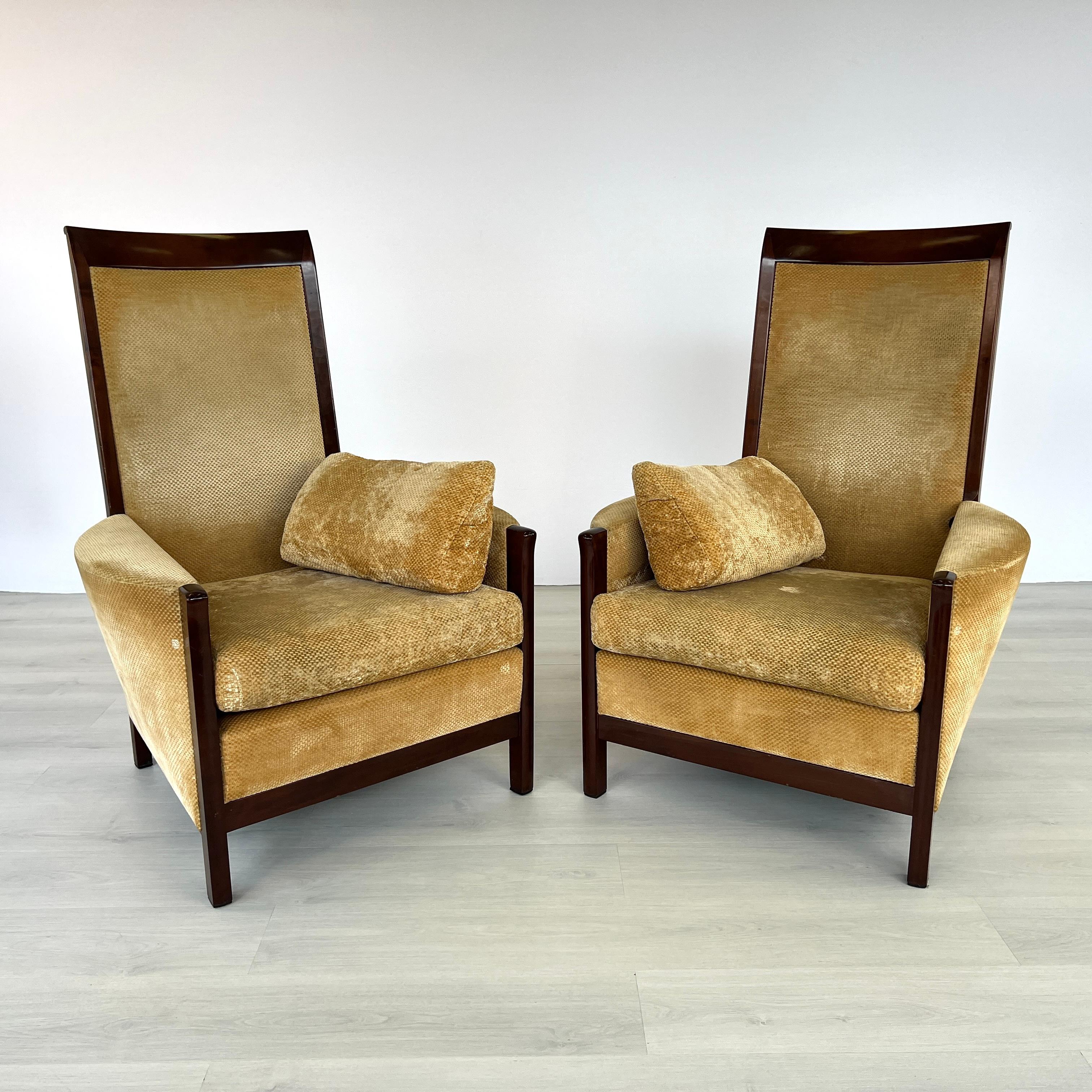 Italian Chairs with Ottomans by Umberto Asnago for Giorgetti – Set of 2 For Sale