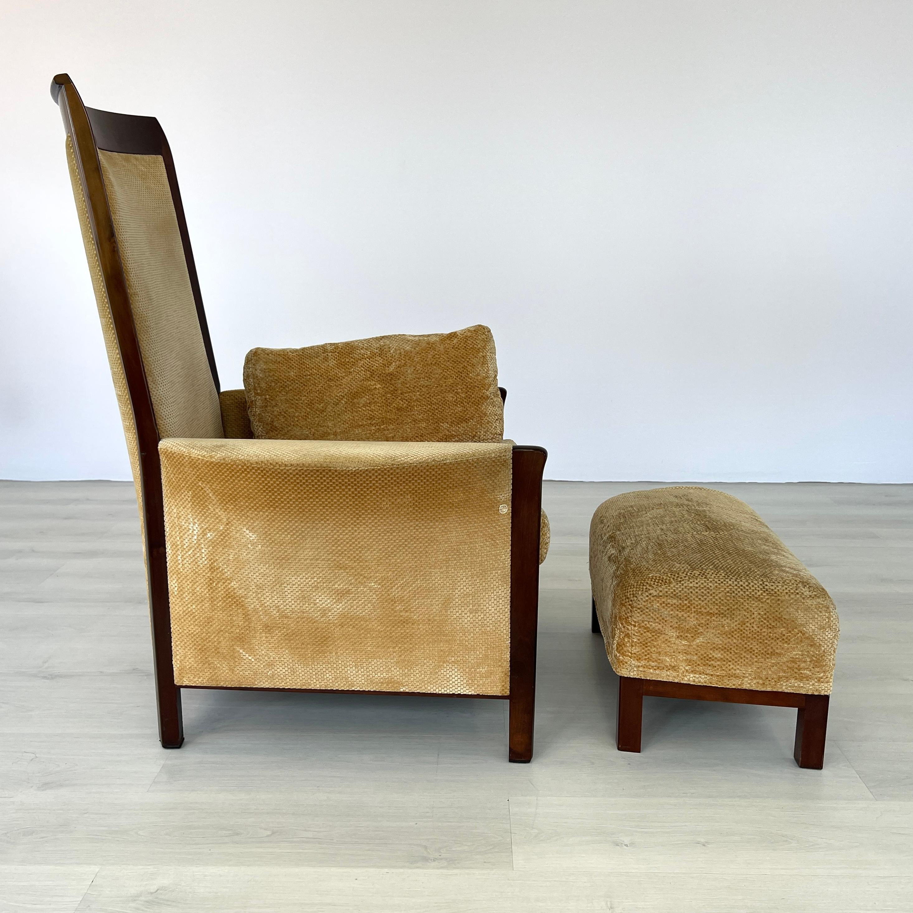 20th Century Chairs with Ottomans by Umberto Asnago for Giorgetti – Set of 2 For Sale