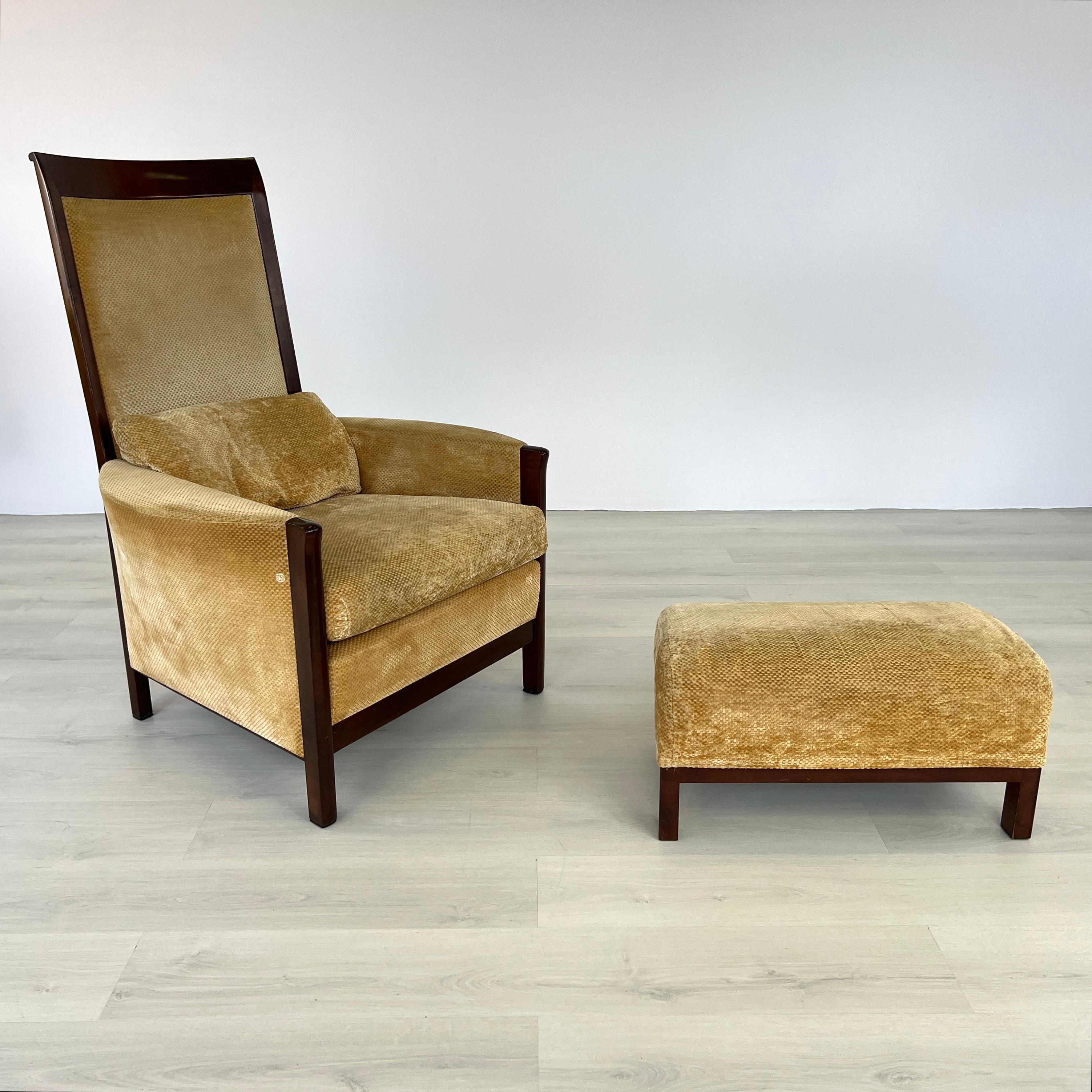 Chairs with Ottomans by Umberto Asnago for Giorgetti – Set of 2 For Sale 1