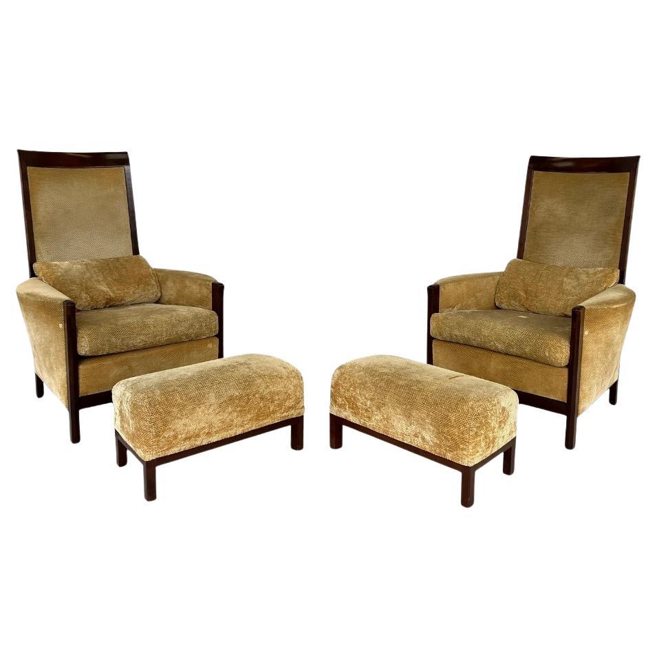 Chairs with Ottomans by Umberto Asnago for Giorgetti – Set of 2 For Sale