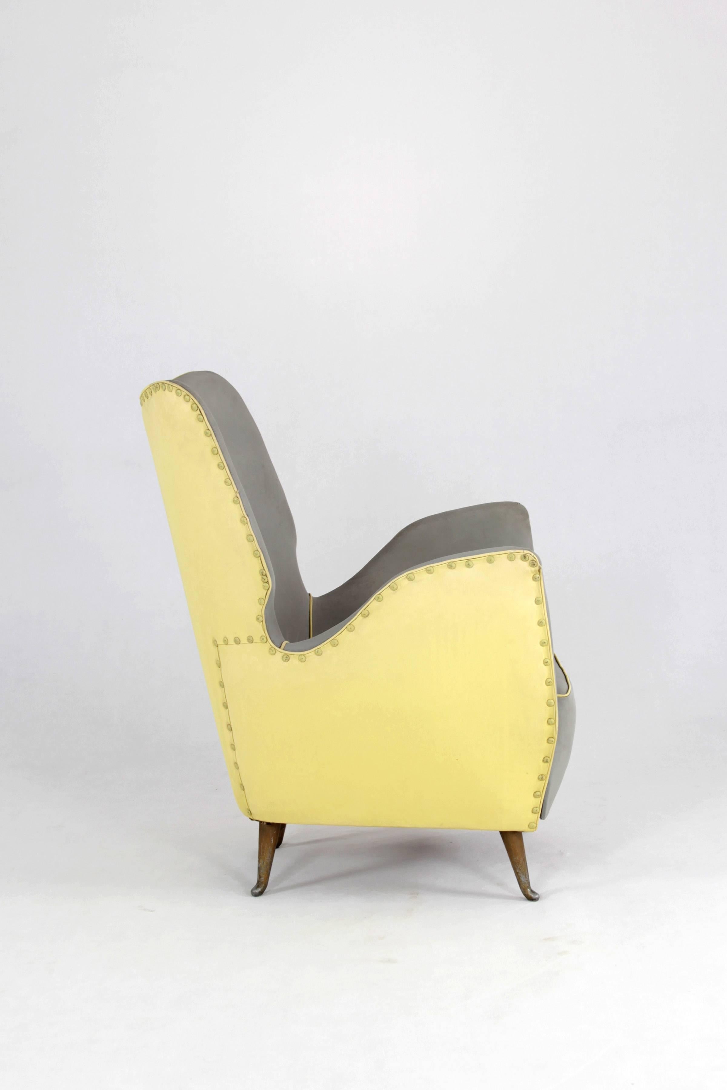 Cast Chairs with Two-Tone Cover, Manufactured by I.S.A. Bergamo, 1950s For Sale