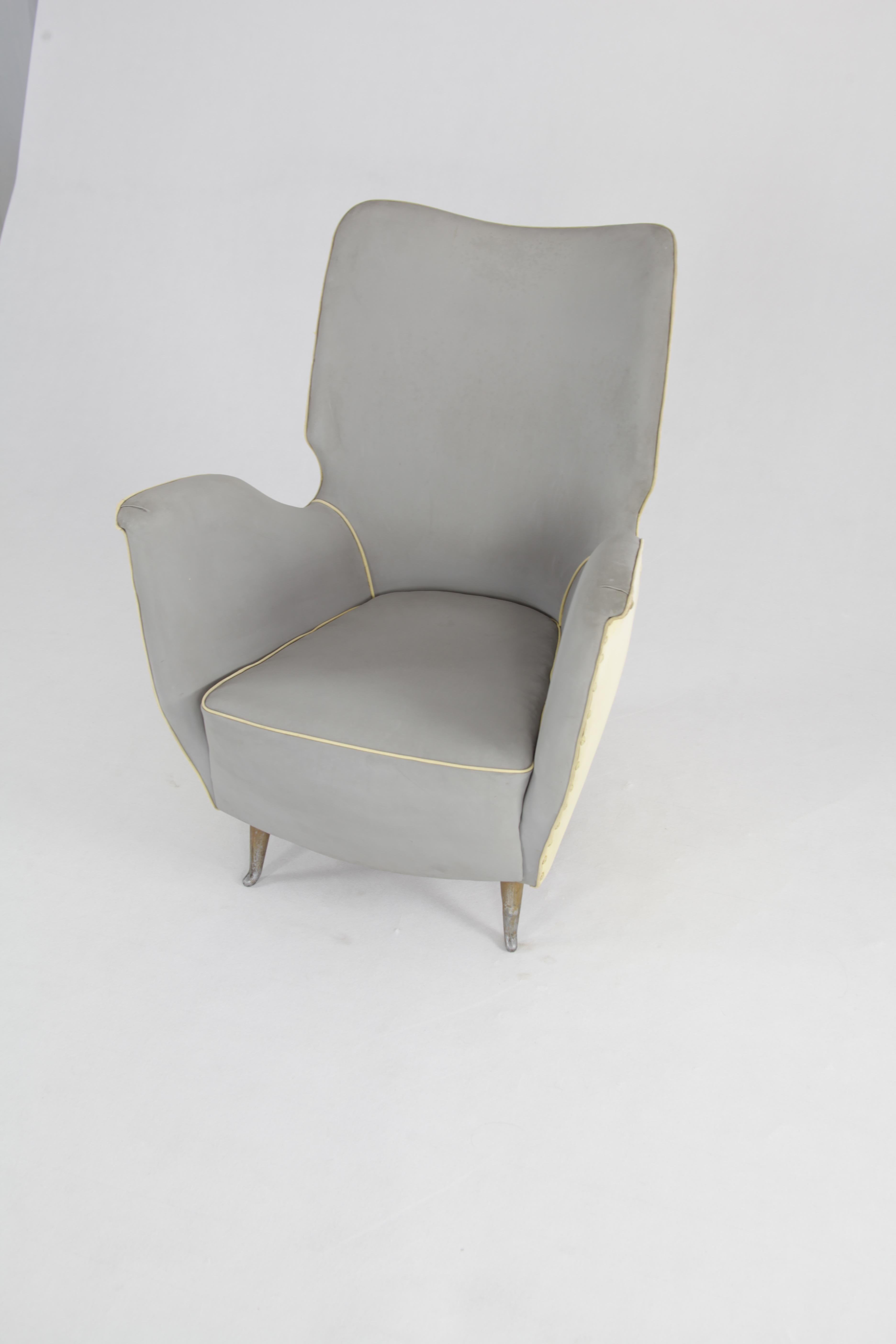 Mid-20th Century Chairs with Two-Tone Cover, Manufactured by I.S.A. Bergamo, 1950s For Sale