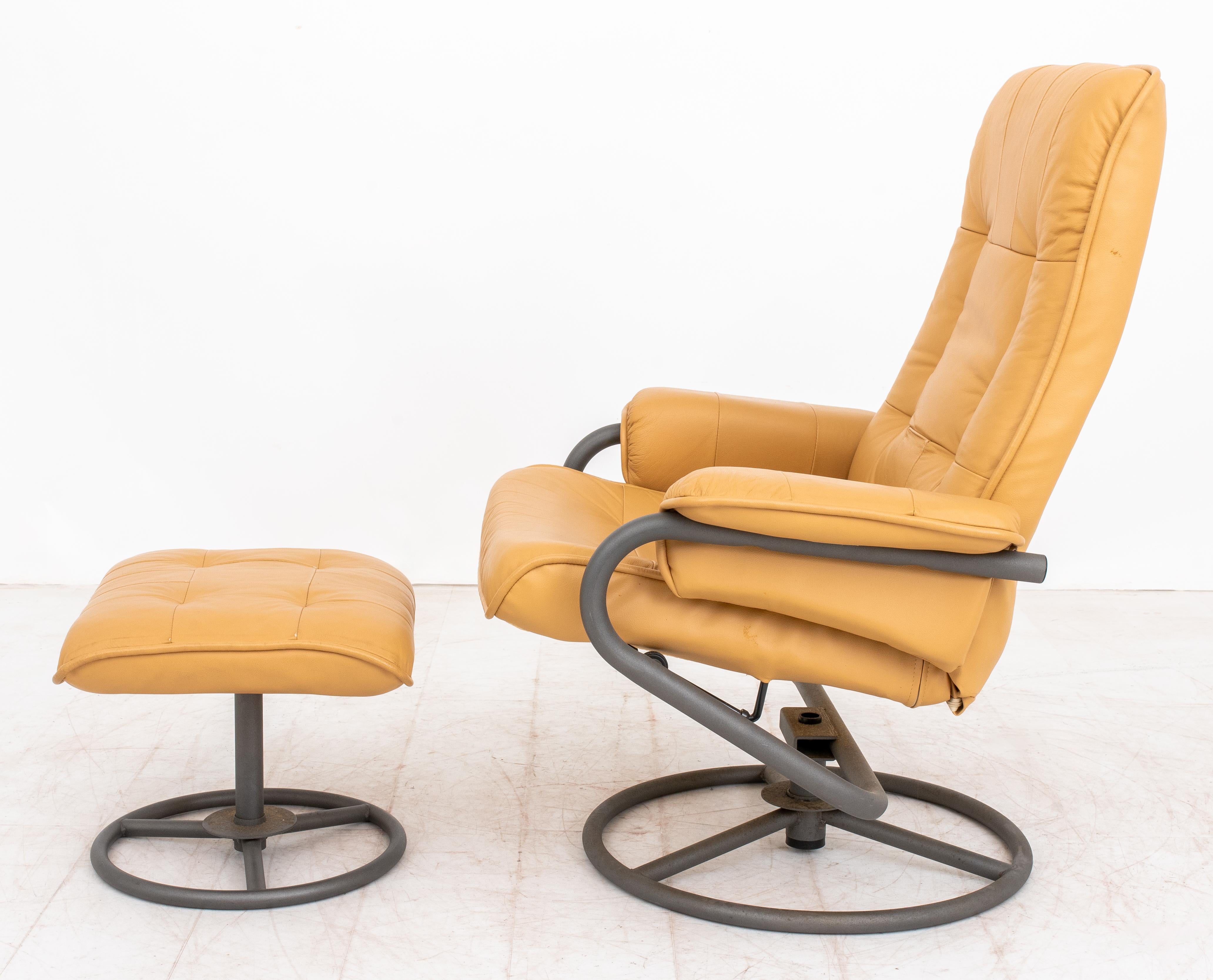 20th Century ChairWorks Reclining Swivel Armchair & Ottoman