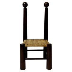 Chaise basse en bois massif et corde tréssée dans le goût de Charles Dudouyt