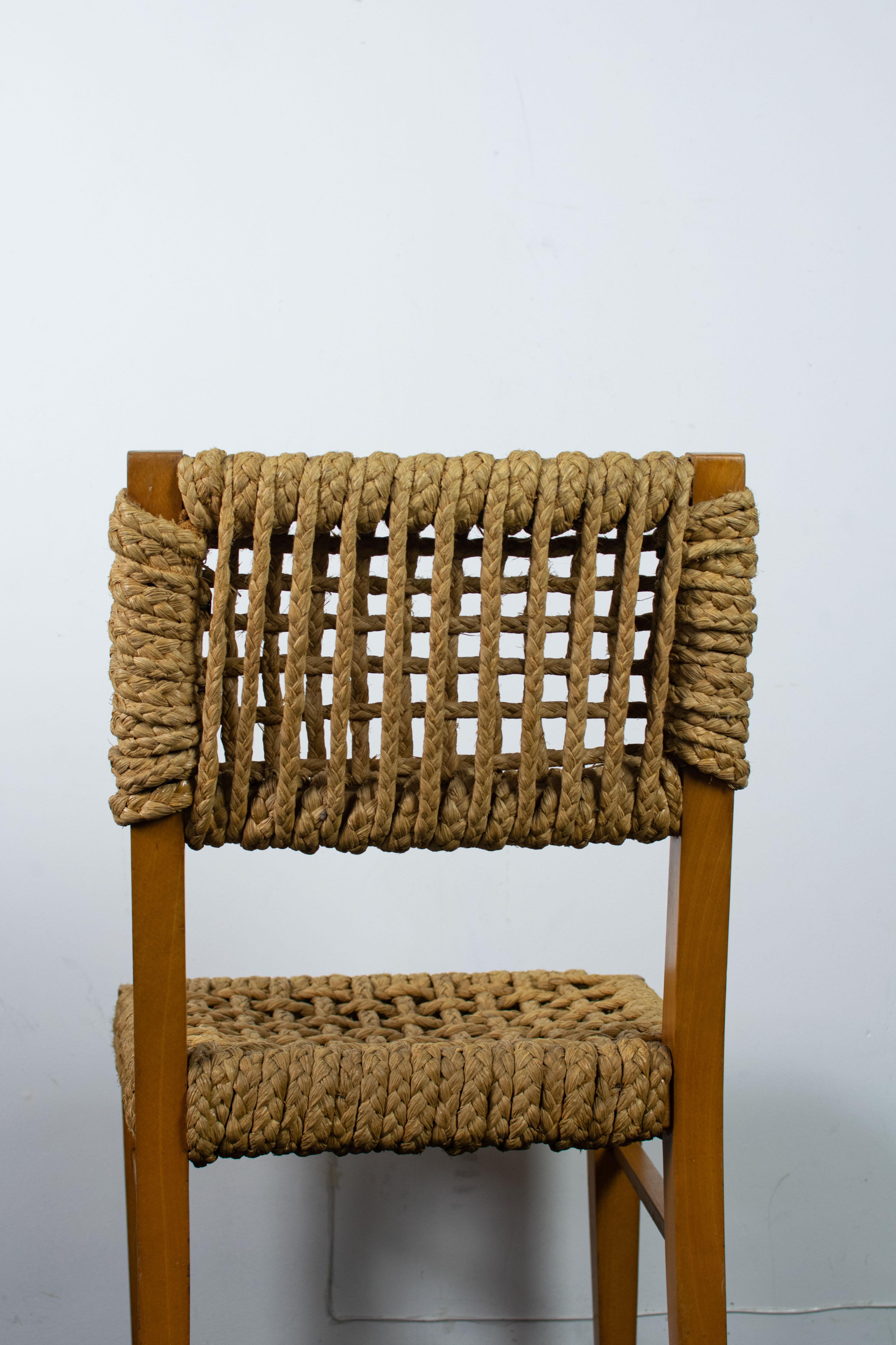 Chaise corde Audoux Minet pour Vibo, 1950 For Sale 6