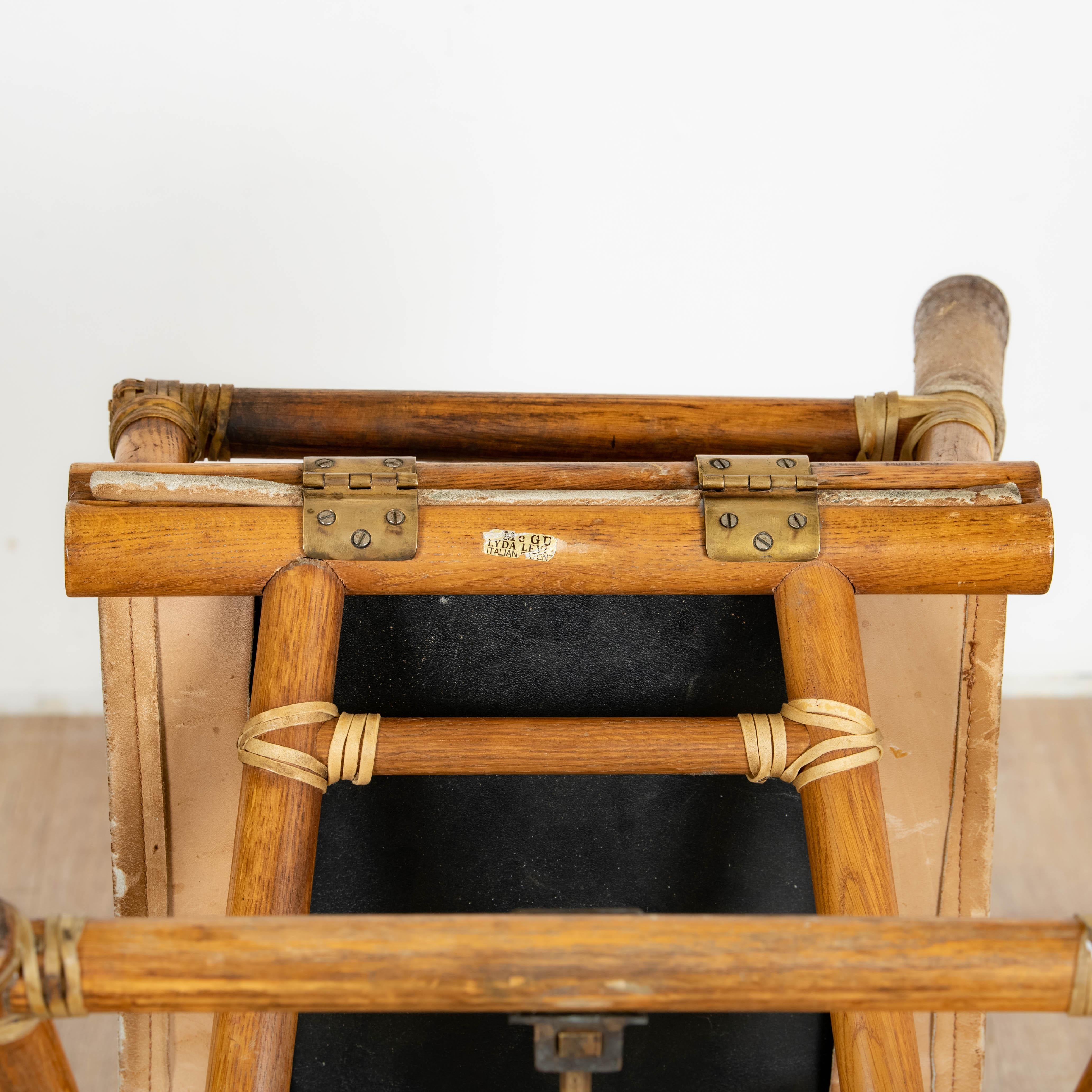 Chaise de réalisateur de Lyda Levi pour McGuire en bois, cuir et laiton, Italie 2