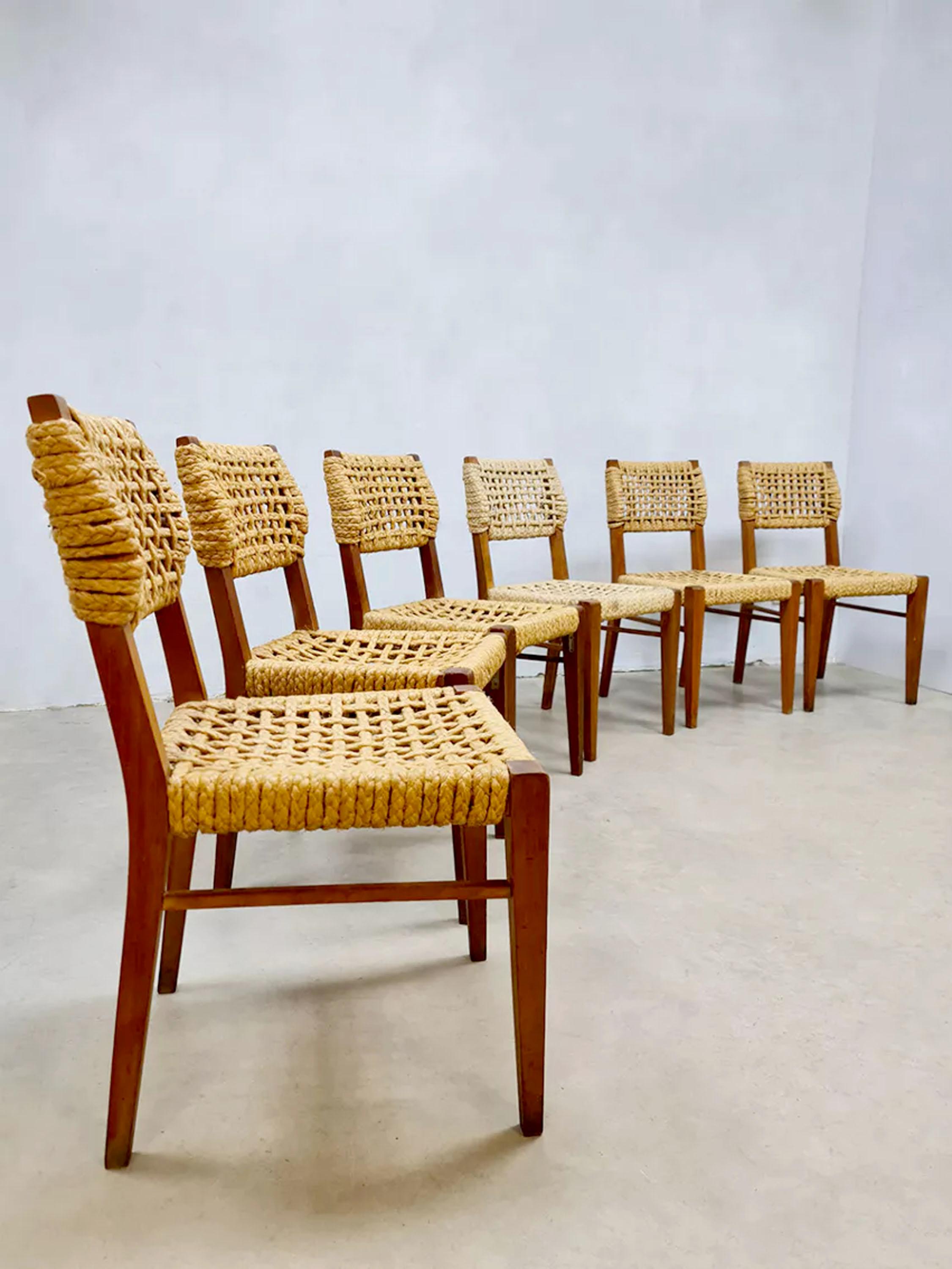 French Chaise de Salle à Manger Adrien Audoux and Frida Minet, France 50s For Sale