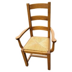 Chaise haute en chêne massif et paillage Francais