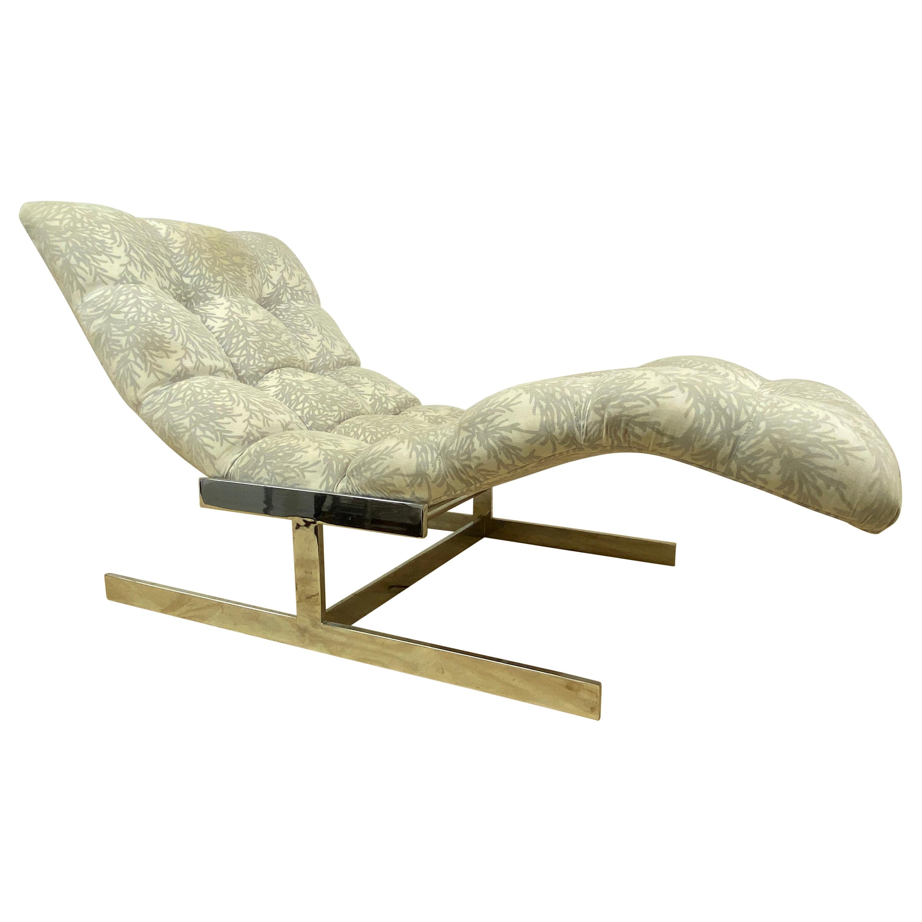 Chaise in Style of Milo Baughman, Upholstery, Metal, 1970s, Mid-Century Modern