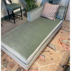 Chaise LAF upholstered in Sage Green, W:30.5 in D:74 in H:32 in