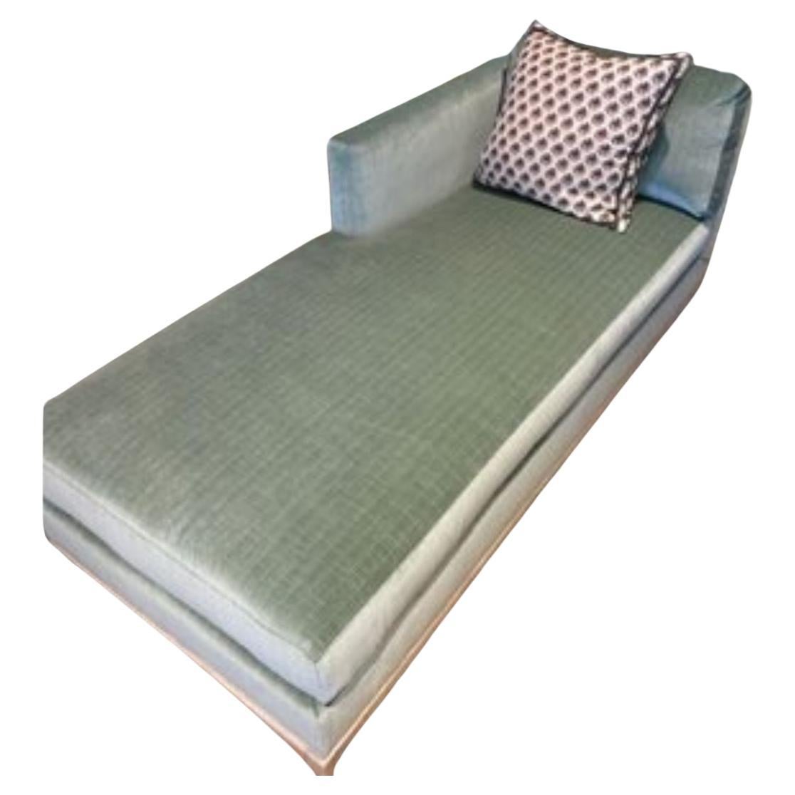Chaise LAF upholstered in Sage Green, W:30.5 in D:74 in H:32 in For Sale