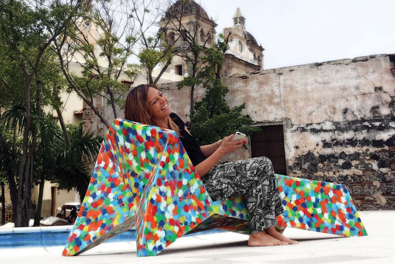 Modern Chaise Longue Alessandro Mendini Outdoor Limited Edition Recycled Multicolour For Sale