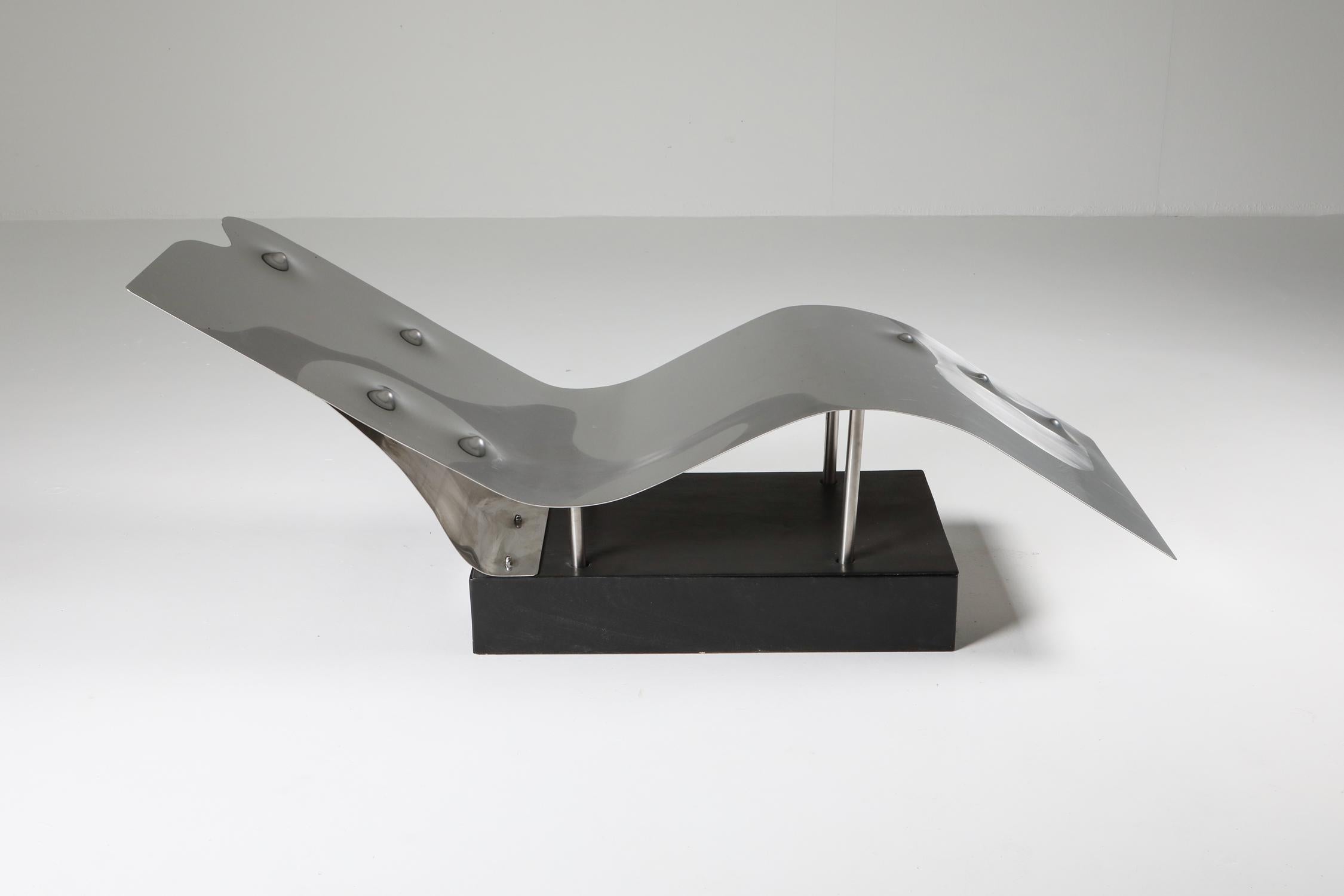 Stainless Steel Chaise Longue by Italian Artist Angelo Brescianini