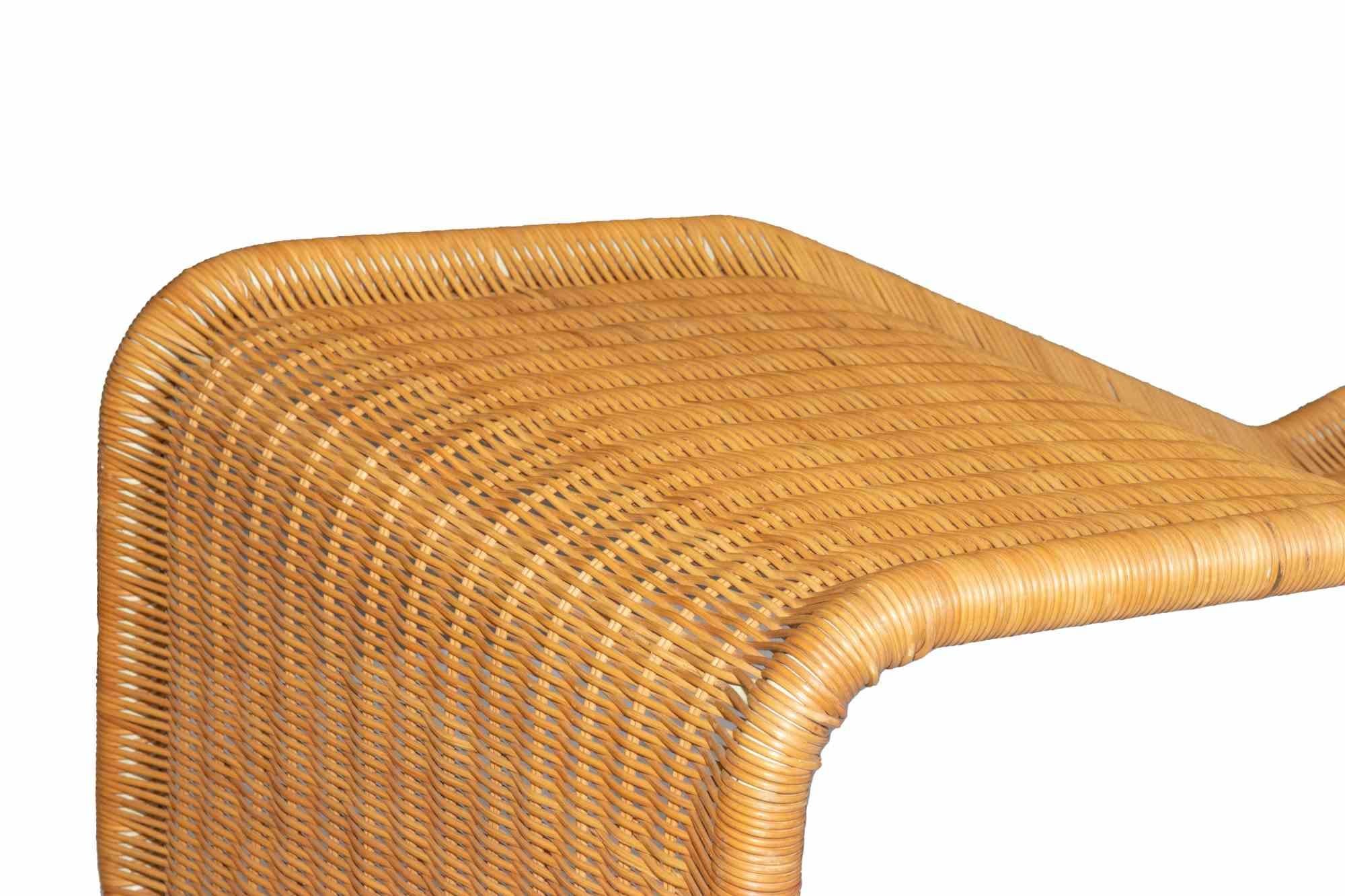 Die Chaise Longue ist ein originelles dekoratives Designermöbel von Tito Agnoli aus dem Jahr 1962.

Seltenes Exemplar einer P3S-Rattan-Chaiselongue, entworfen von Tito Agnoli für Bonacina in den 60er Jahren.

Die Metallstruktur ist vollständig aus