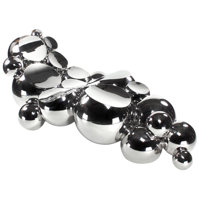 Chaise Longue Outdoor Indoor Sculpture Mirror Steel Metal Spheres Design Italy For Sale at
