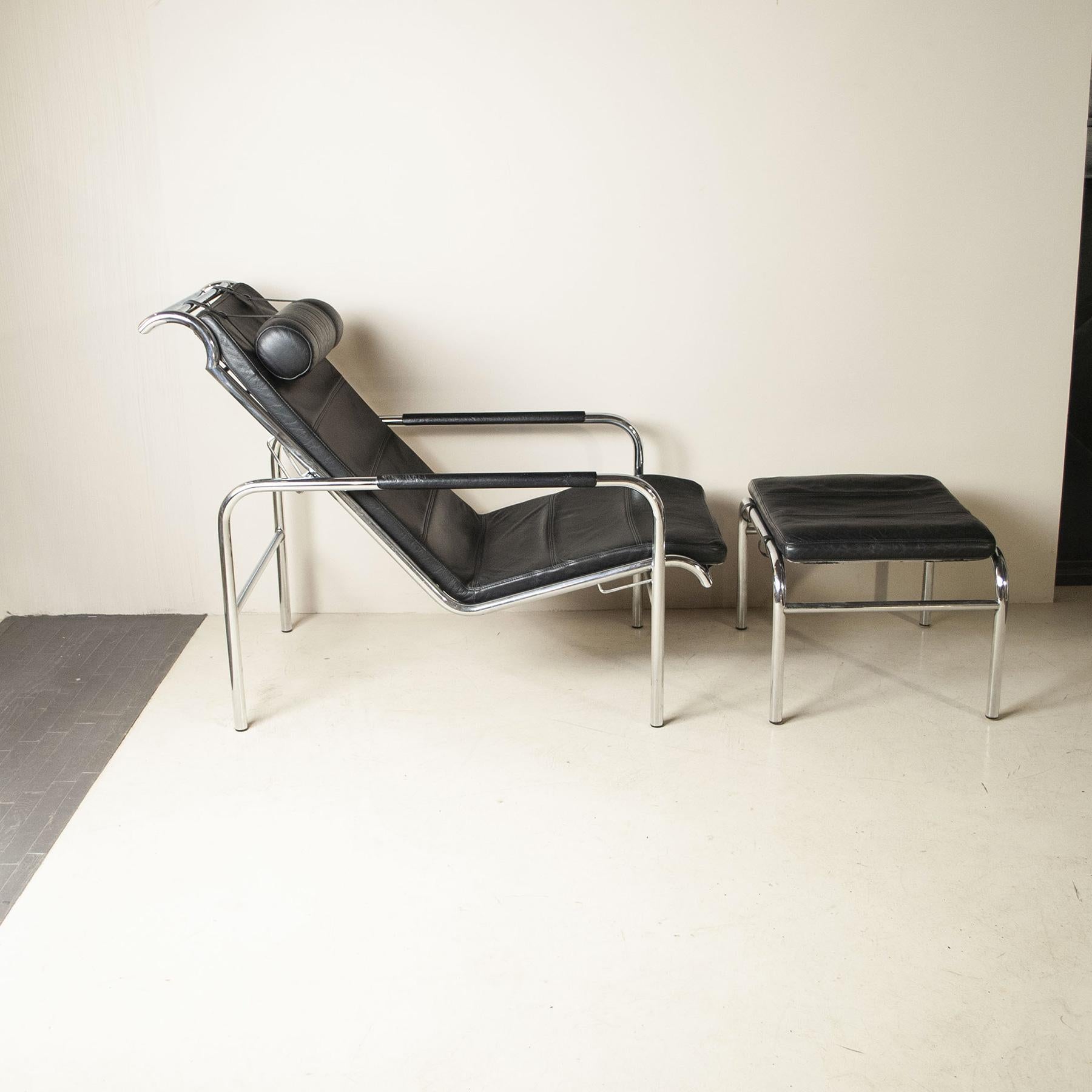 Steel Chaise Longue Genni for Zanotto by Gabriele Mucchi 70s For Sale