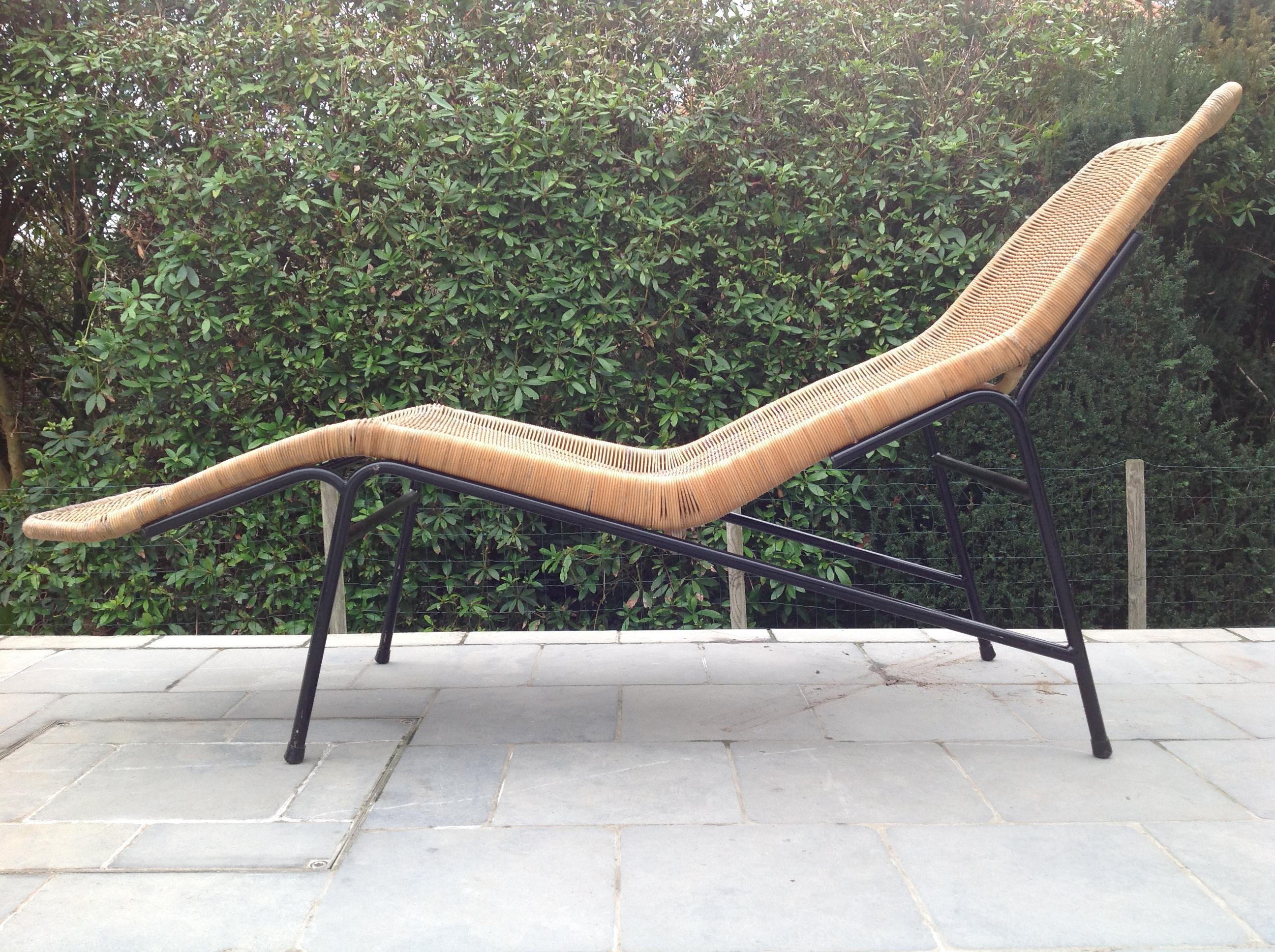 Chaise Longue in Cane, Wicker, Design by Dirk Van Sliedrecht for Rohé, 1960s For Sale 3