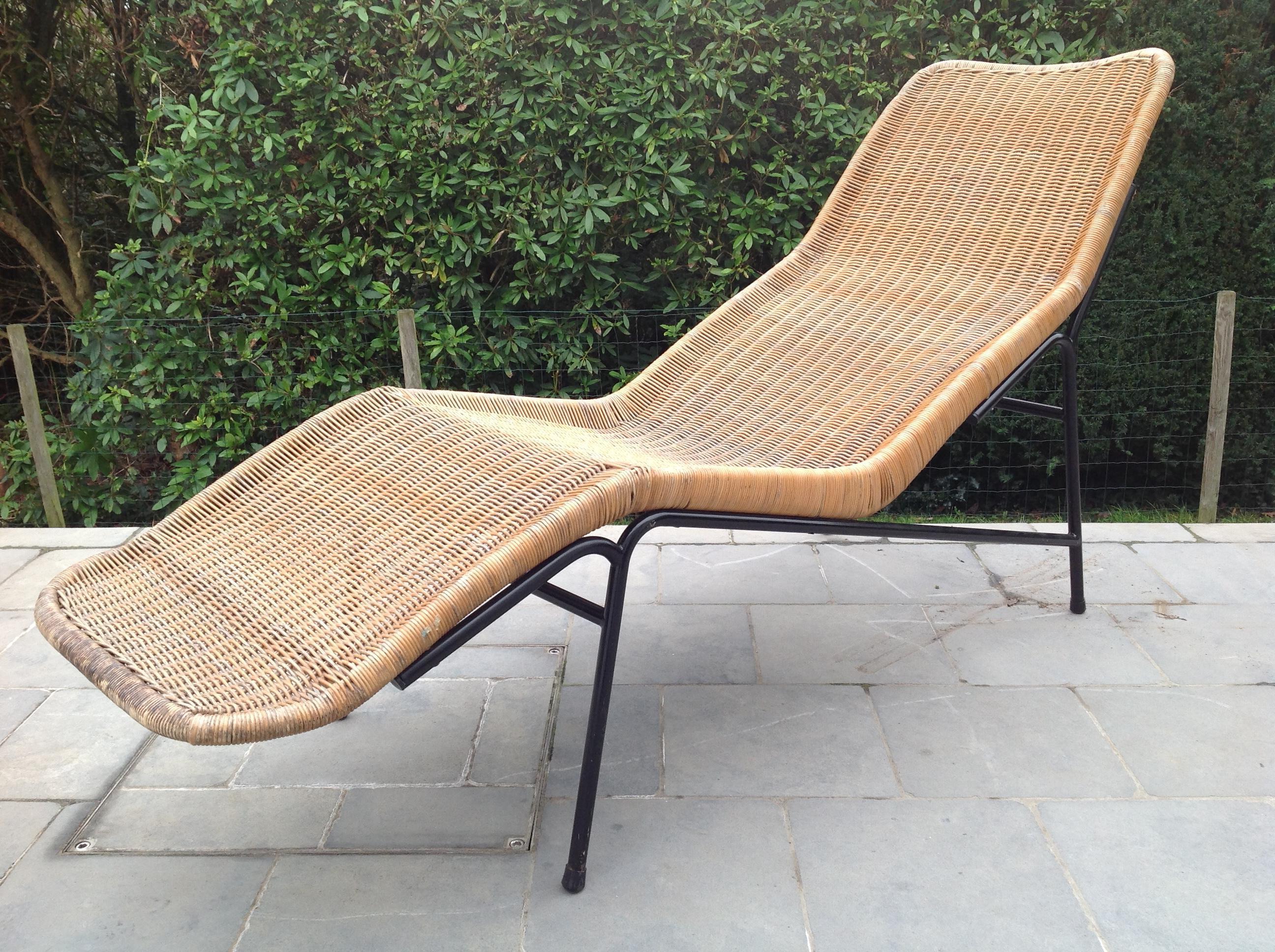Chaise Longue in Cane, Wicker, Design by Dirk Van Sliedrecht for Rohé, 1960s For Sale 4
