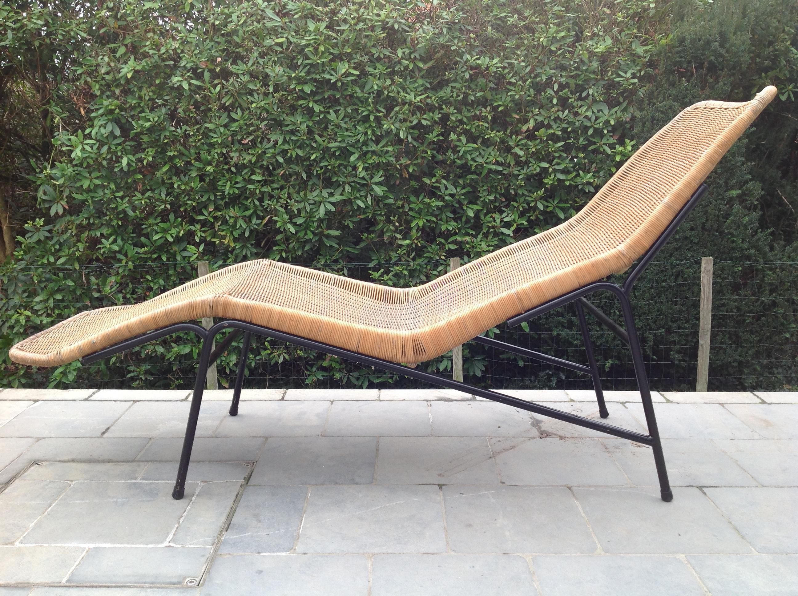 Chaise Longue in Cane, Wicker, Design by Dirk Van Sliedrecht for Rohé, 1960s For Sale 5