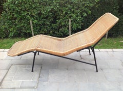 Chaise Longue in Cane, Wicker, Design by Dirk Van Sliedrecht for Rohé, 1960s
