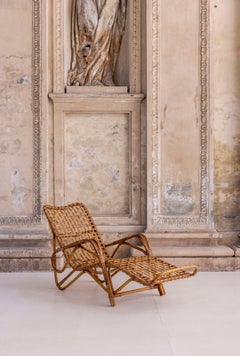 Chaise longue in rattan e bambù di Bonacina, Italia, anni '50