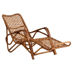 Chaise longue in rattan e bambù di Bonacina, Italia, anni '50