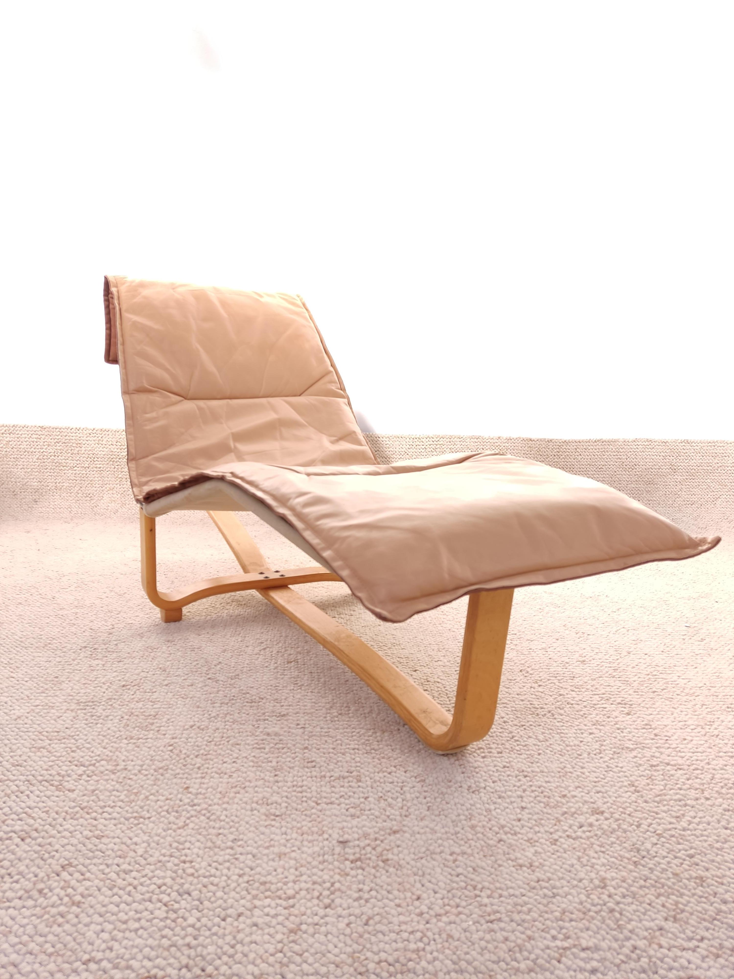Chaise-Longue Ingmar & Relling, Camel Leather, 1970 In Good Condition In Paris, FR