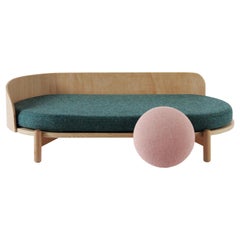 Chaise Longue "Knap" in Oak and Emerald Green