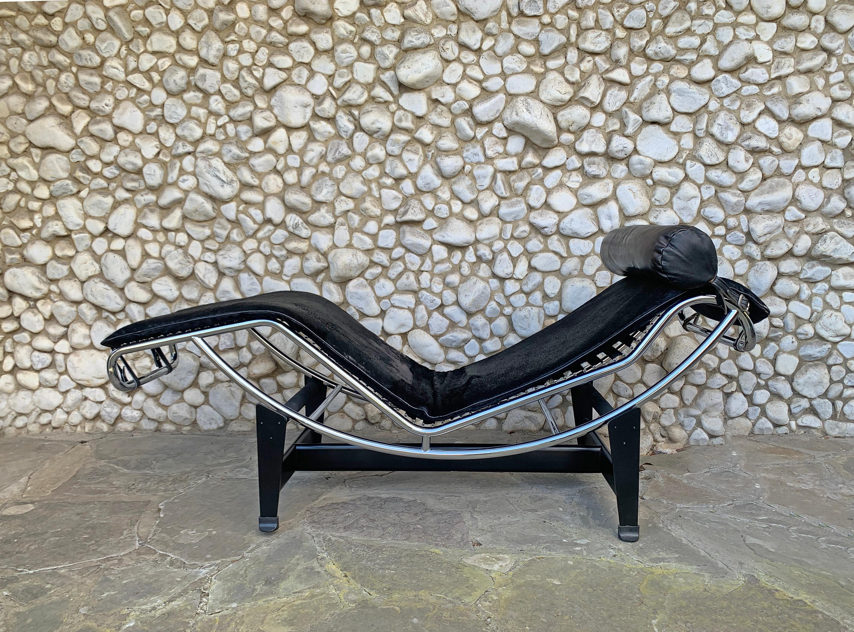 LC4 chaise longue designed by Le Corbusier, Pierre Jeanneret, and Charlotte Perriand in 1928.

Cassina bought the rights and started to produce these chairs +/-1960. This particular chair is numbered 1153 and has probably been manufactured in the