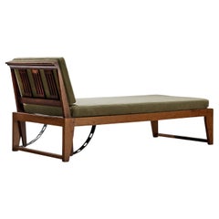 Chaise Longue or Daybed in Oak with Green Cushions