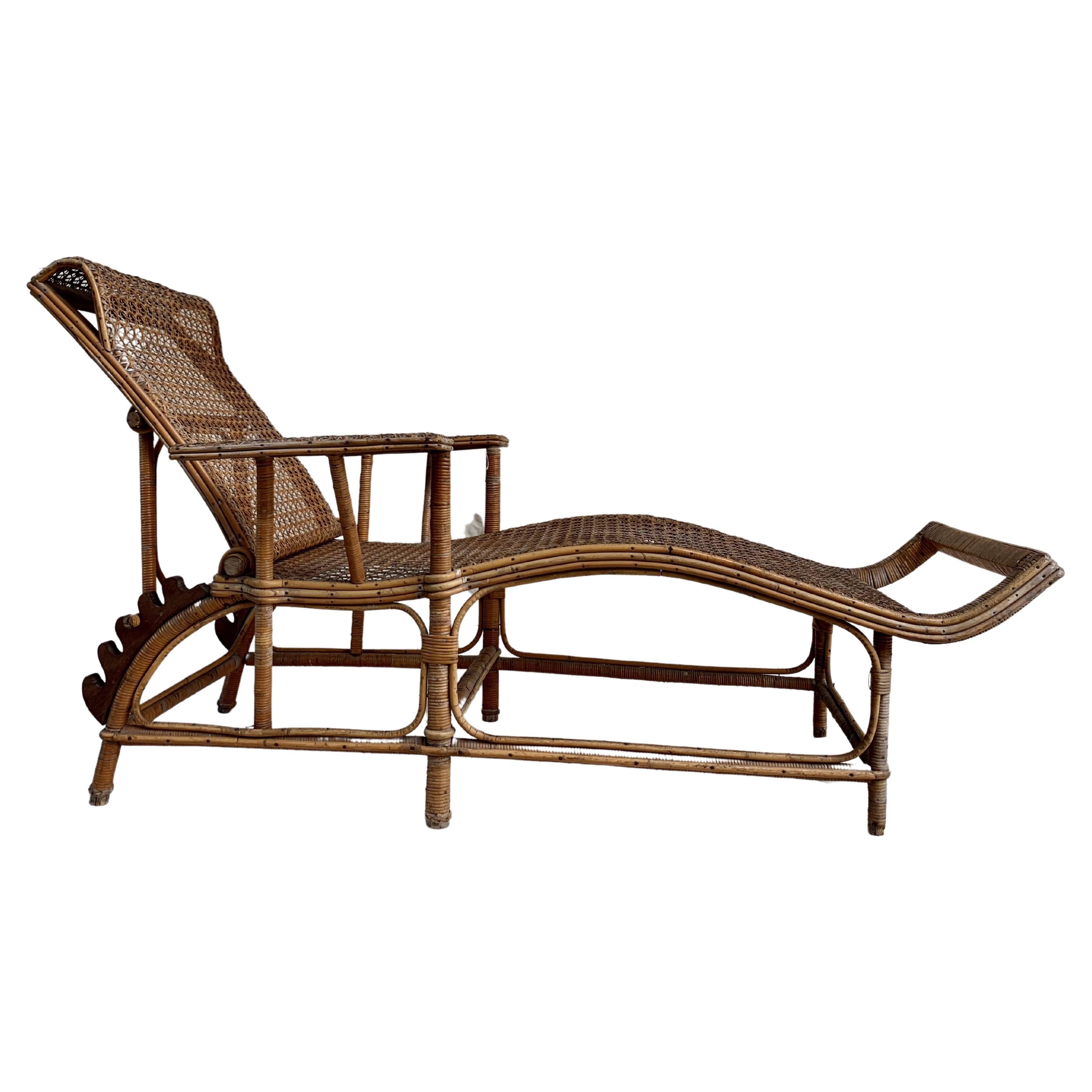 Chaise Longue, Rattan & Bamboo, Perret & Vibert 