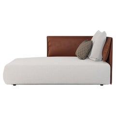Chaise Longue with Leather Details and Patterned Pillows for Outdoor use