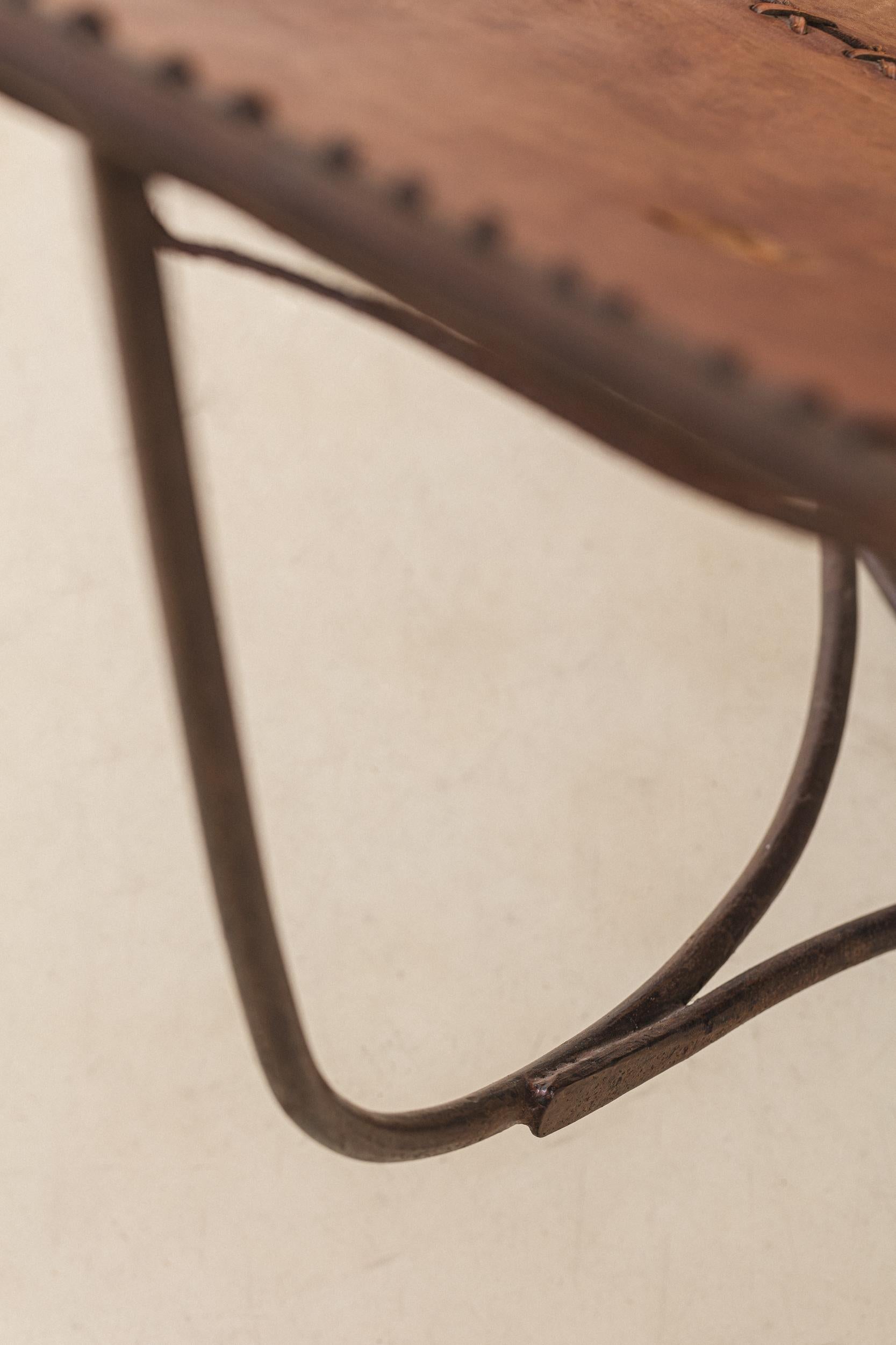 Chaise Lounge by Hugo França, Leather and Iron, Brazil, 1980s For Sale 3