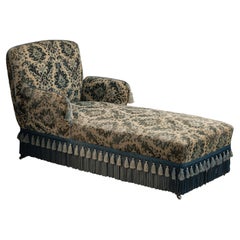 Chaise Lounge in Jacquard Fabric, France Circa 1910